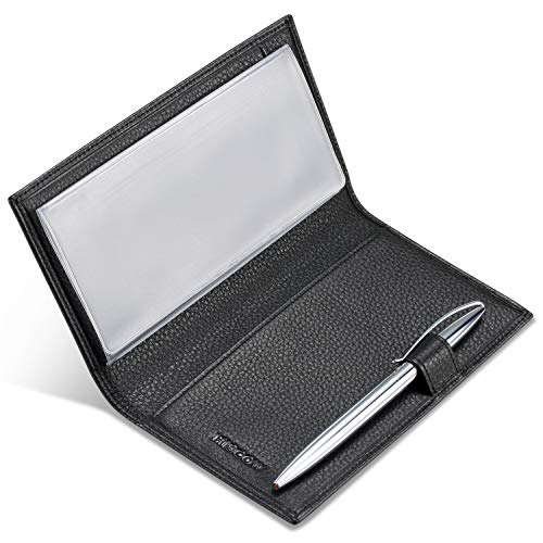 HISCOW Supple Leather Checkbook Cover with Free Divider - Italian Calfskin (Pebbled Black) - Image 3