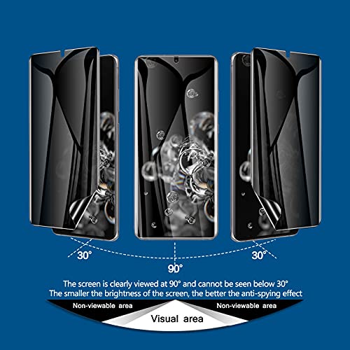 LYWHL 2+2 Pack for Samsung Galaxy S20 Ultra Privacy Screen Protector, Anti-Spy Black Full Adhesive Flexible Film + Camera Lens Glass Protector for Galaxy S20 Ultra - Image 2