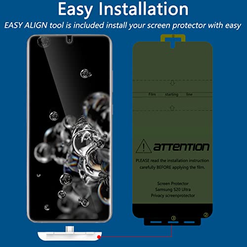 LYWHL 2+2 Pack for Samsung Galaxy S20 Ultra Privacy Screen Protector, Anti-Spy Black Full Adhesive Flexible Film + Camera Lens Glass Protector for Galaxy S20 Ultra - Image 4