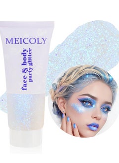 MEICOLY MEICOLY Sparkling Blue Body Glitter,Halloween Face Glitter,Color Changing Glitter Gel for Body,Face,Hair,Lip,Eye,Long Lasting Sequins Glitter Face Paint,Festival Party Glitter Makeup,50ml  - Image 1