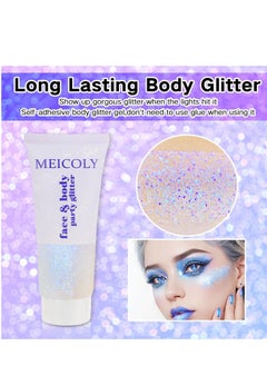 MEICOLY MEICOLY Sparkling Blue Body Glitter,Halloween Face Glitter,Color Changing Glitter Gel for Body,Face,Hair,Lip,Eye,Long Lasting Sequins Glitter Face Paint,Festival Party Glitter Makeup,50ml  - Image 3