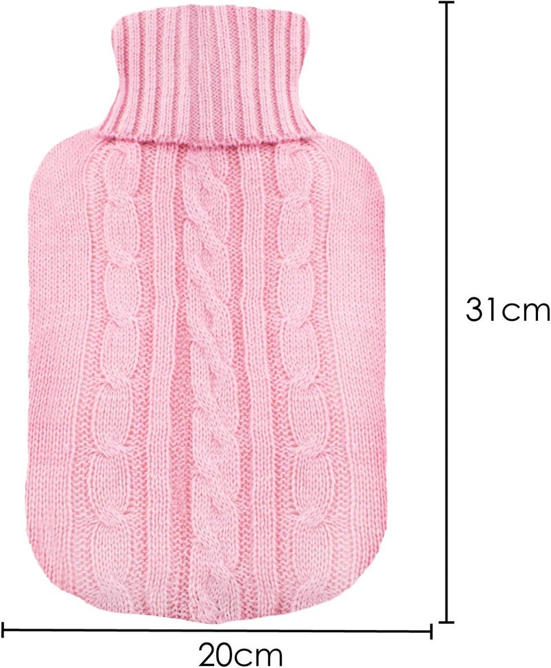 TRIXES غطاء محبوك لزجاجة الماء الساخن بلون وردي حلوى - Image 3