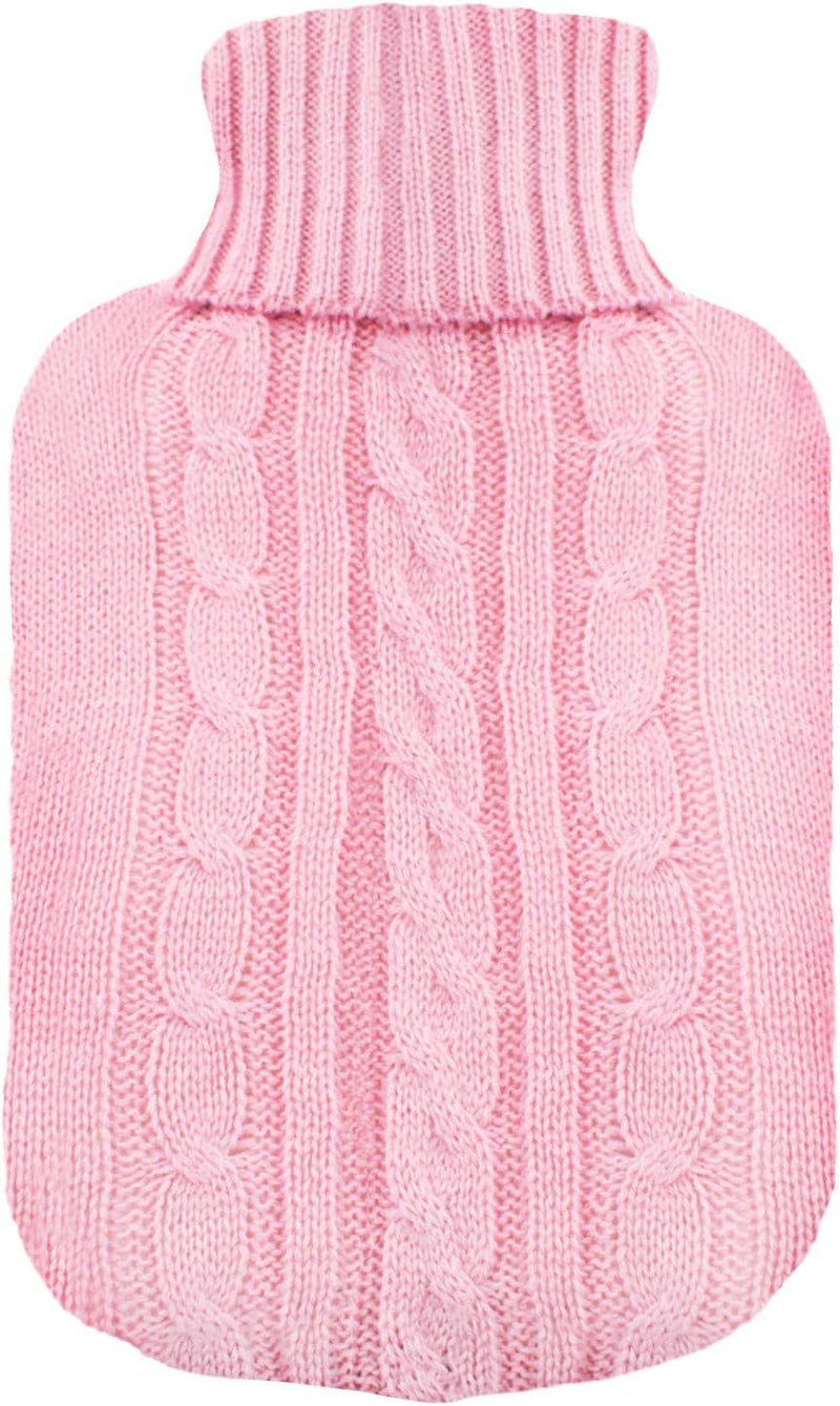 TRIXES غطاء محبوك لزجاجة الماء الساخن بلون وردي حلوى - Image 1