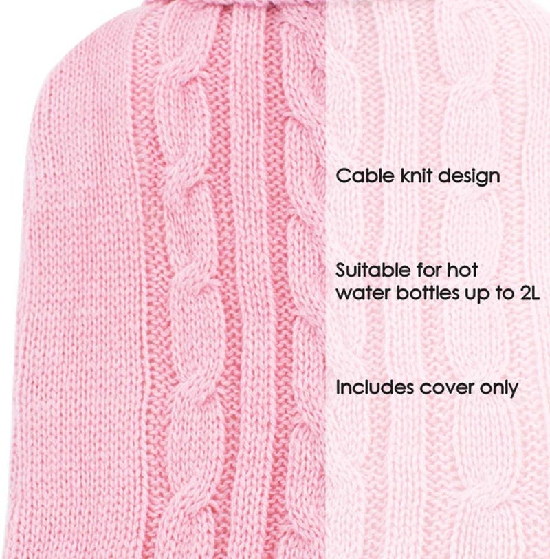 TRIXES غطاء محبوك لزجاجة الماء الساخن بلون وردي حلوى - Image 2