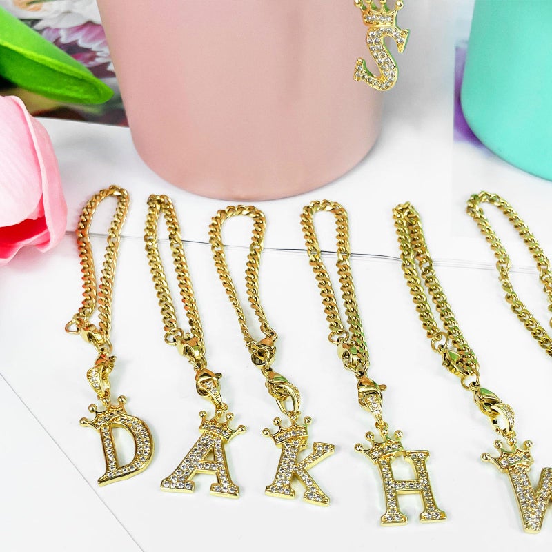 LUHOHI Letter Charm for Stanley Cup- Crown Letter Accessories for Stanley Handle 40 Oz Tumblers Gold Initial Keychain Water Bottle Cup with Diamond Glitter Jewelry Personalized Decorations A - Image 4
