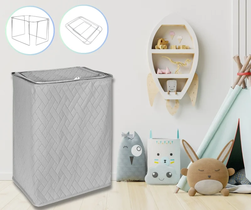 Seryat Steel Framed Multi-Purpose Basket Storage Bag - Wire Laundry and Toy Basket 30X40X 55 cm