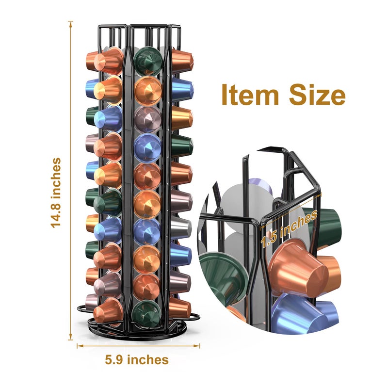 ZECENN Coffee Pod Holder for Nespresso OriginalLine, Coffee Pod Storage Organizer 360 Degree Rotatable Capsules Carousel for Nespresso, for Home Bar Countertop (60 pods) - Image 4
