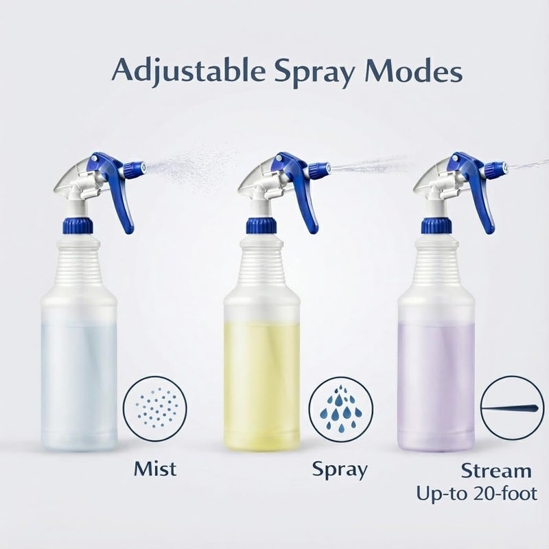 Bar5F Empty Plastic Spray Bottle 16 oz, Professional, Chemical Resistant, Blue/White M-Series Fully Adjustable Heavy Duty Sprayer from Fine to Stream (Pack of 1) - Image 5