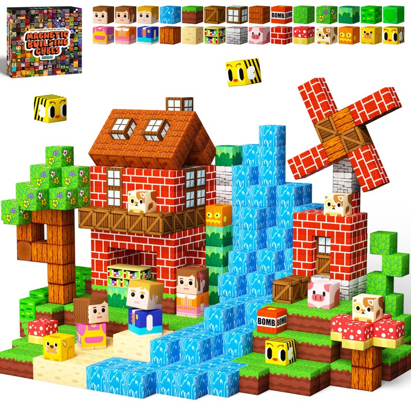 idoot 100PCS Magnetic Building Blocks Forest Animal Sensory STEM Toys for Boys and Girls Great for Birthday - Image 2