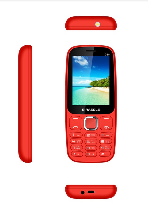 Girasole G30 - موبايل ثنائي الشريحة 2.4 بوصة - احمر, هاند فري هدية , 12 شهر ضمان