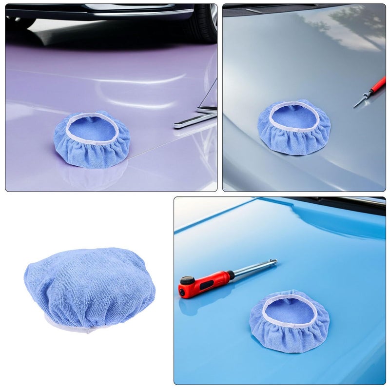 NUOBESTY 10pcs Microfiber Car Waxing Buffing Bonnet Covers Vehicle Polishing Pads 9 Inch - Image 4
