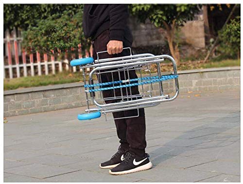 Gikvni Folding Platform Luggage Cart, 6-Wheel Steel Hand Truck, 150 kg Capacity, Black & Gray, 10x30 cm - Image 5