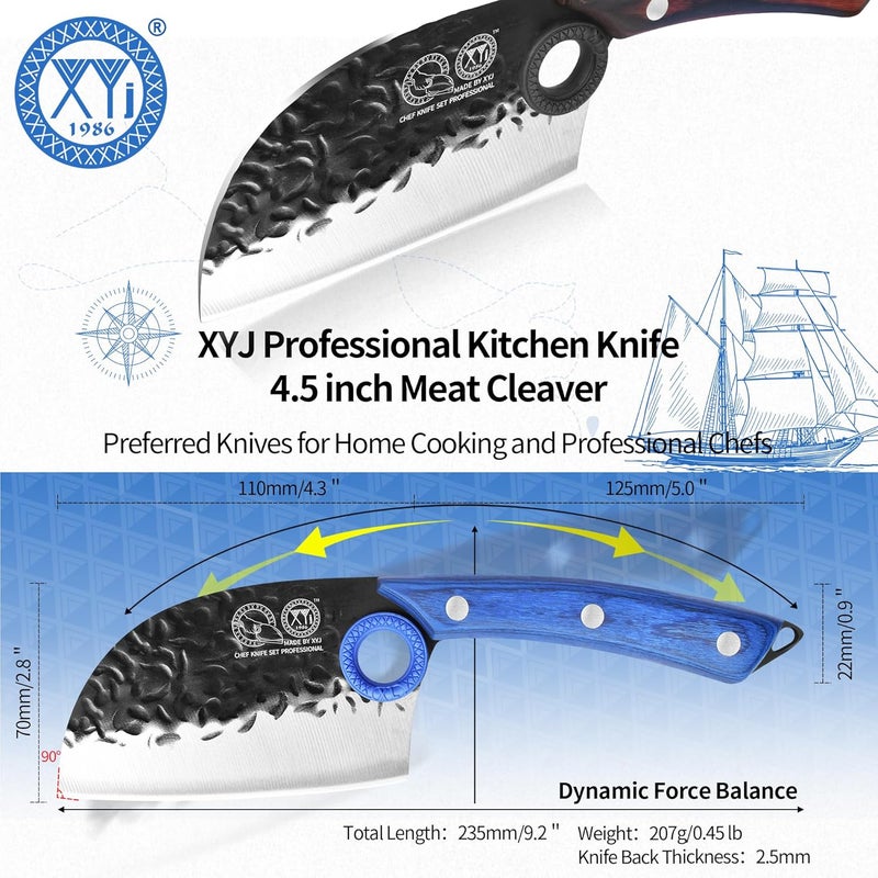 XYJ سكين مطبخ سوداء XYJ 45 بوصة من الفولاذ الكربوني العالي سكين جزار مطبوخ يدويًا سكين طهاة صربية سكين قطع اللحم مع غلاف للتخييم في الهواء الطلق والشواء - Image 2