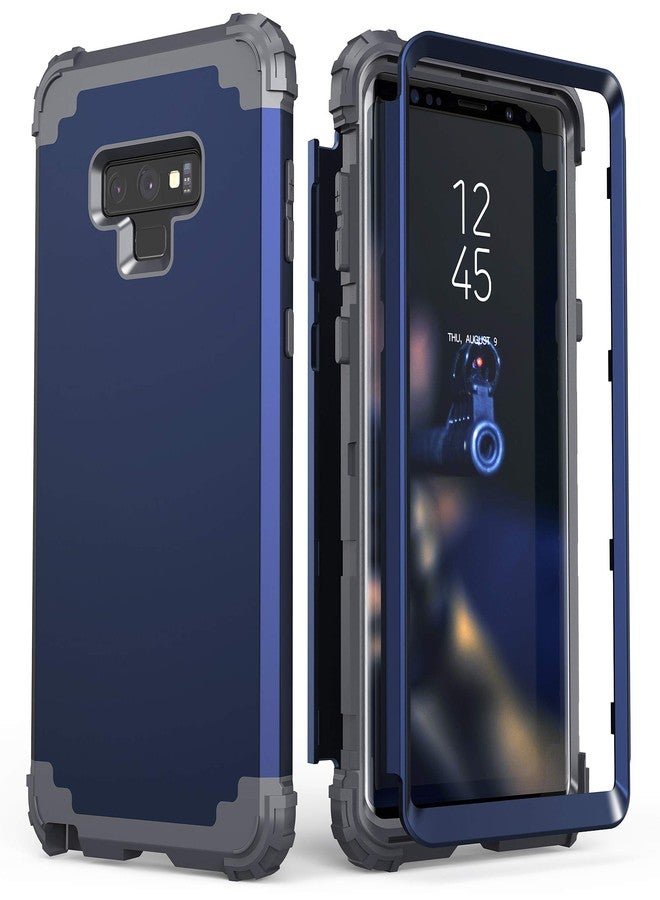 اي دي ويل جراب IDweel لهاتف Galaxy Note 9، جراب Note 9 أزرق للرجال، 3 في 1 مقاوم للصدمات، نحيف، هجين، شديد التحمل، غطاء من البولي كربونات الصلب، غطاء متين من السيليكون الناعم، جراب كامل للجسم لهاتف Galaxy Note 9، أزرق - Image 1
