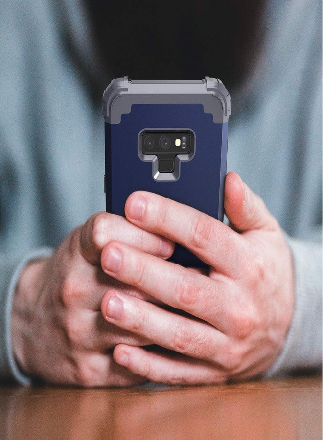 اي دي ويل جراب IDweel لهاتف Galaxy Note 9، جراب Note 9 أزرق للرجال، 3 في 1 مقاوم للصدمات، نحيف، هجين، شديد التحمل، غطاء من البولي كربونات الصلب، غطاء متين من السيليكون الناعم، جراب كامل للجسم لهاتف Galaxy Note 9، أزرق - Image 4