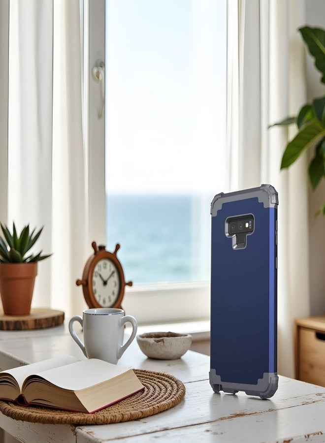 اي دي ويل جراب IDweel لهاتف Galaxy Note 9، جراب Note 9 أزرق للرجال، 3 في 1 مقاوم للصدمات، نحيف، هجين، شديد التحمل، غطاء من البولي كربونات الصلب، غطاء متين من السيليكون الناعم، جراب كامل للجسم لهاتف Galaxy Note 9، أزرق - Image 3
