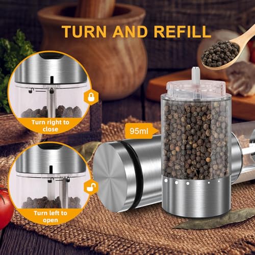 EIHO Electric Salt and Pepper Grinder Set Rechargeable, External Adjustable Coarseness, Automatic Salt & Pepper Shakers Mills, Kitchen Gadgets,Stocking Stuffers Christmas Cooking Gifts for Adults Men Women - Image 5