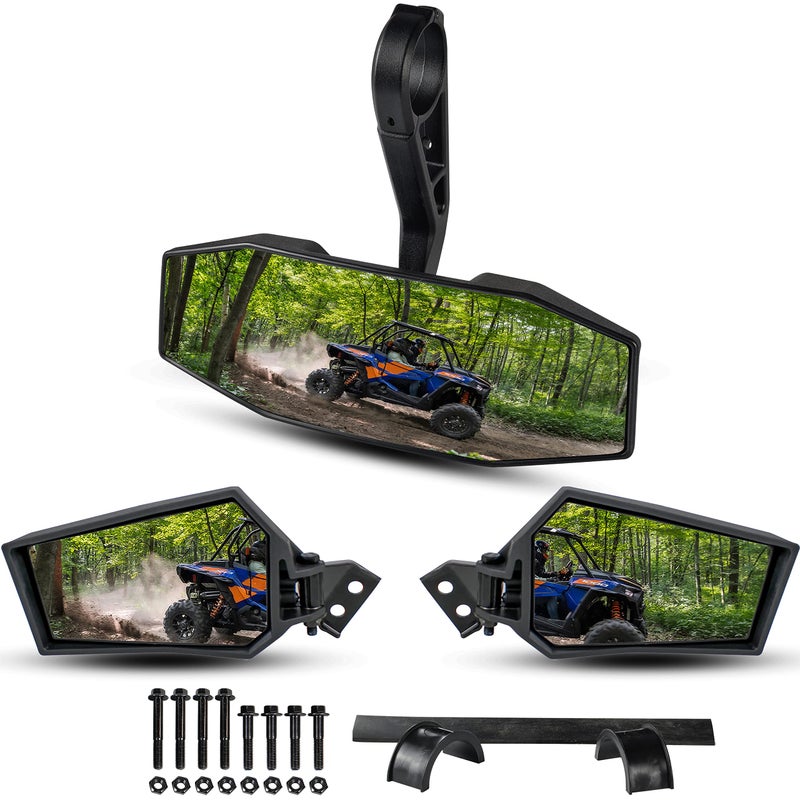 SAUTVS Center Convex Rearview Mirror and Adjustable Folding Side Rear View Mirrors Kit for Polaris RZR XP XP4 1000 Turbo S 4 1000 900 20142023 Accessories Replace 2881198 2881540