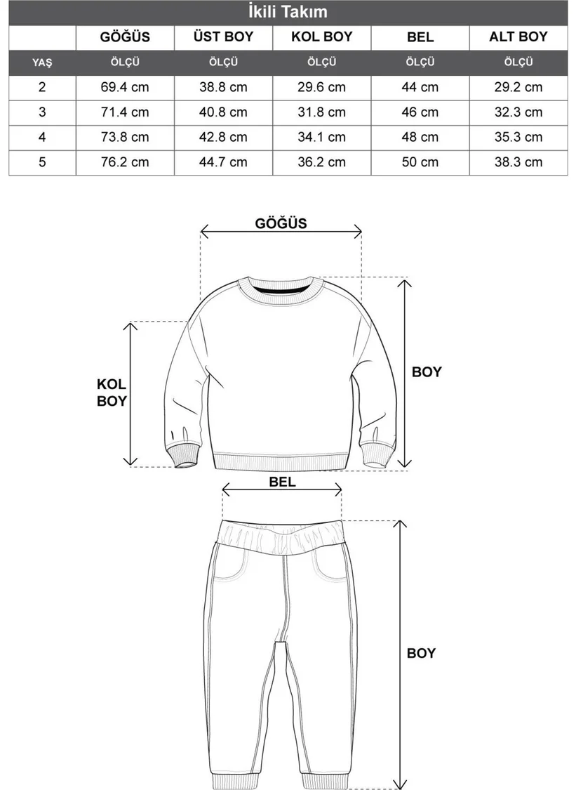 Zepkids Crew Neck Long Sleeve Embroidered Sleeve and Leg Elastic Blue Color Boy's Two Piece Suit