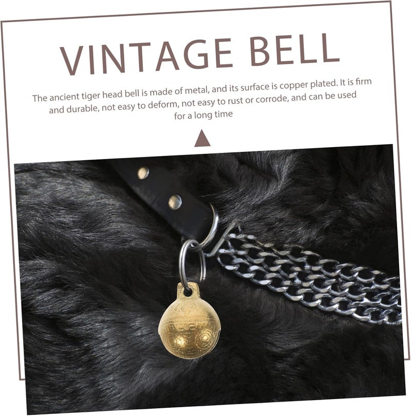 VOSAREA 20Pcs Tiger Head Copper Collar Bells for Dogs and Cats Wear-Resistant DIY Craft Bells for PET Tracking and Holiday Decorations - Image 4