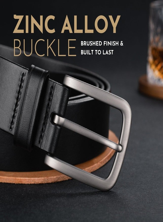 Buffway Men's Leather Belt,1.5" Handcrafted Top-Grain Leather - Durable,Comfortable,Suitable for Everyday Formal & Casual Wear - Size 36" Black - Image 2