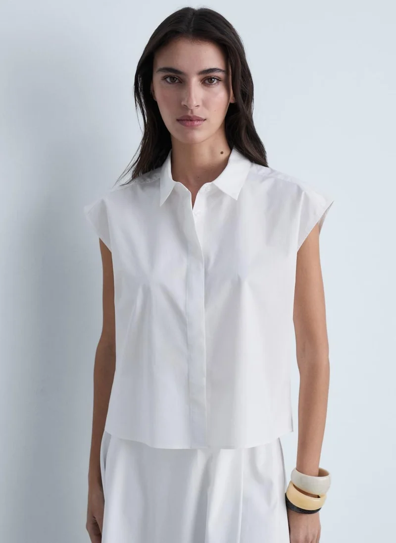 MANGO Sleeveless Poplin Shirt