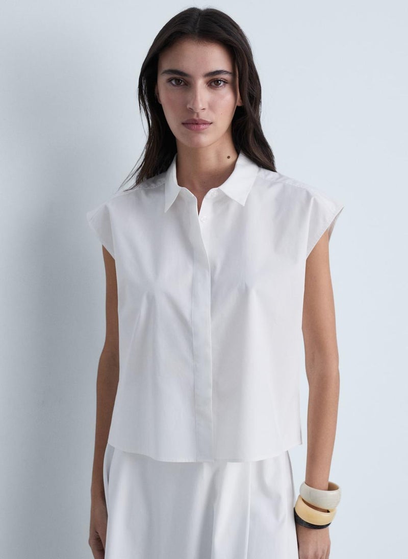 MANGO - Sleeveless Poplin Shirt - Image 1