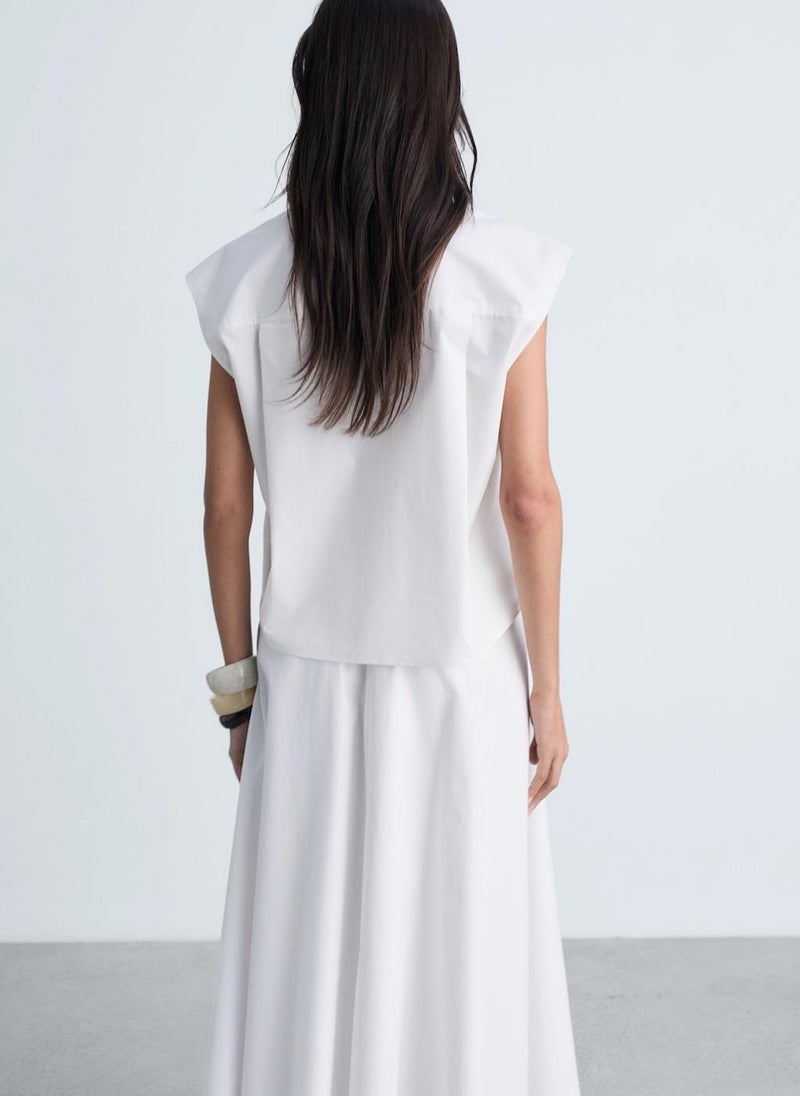 MANGO - Sleeveless Poplin Shirt - Image 1