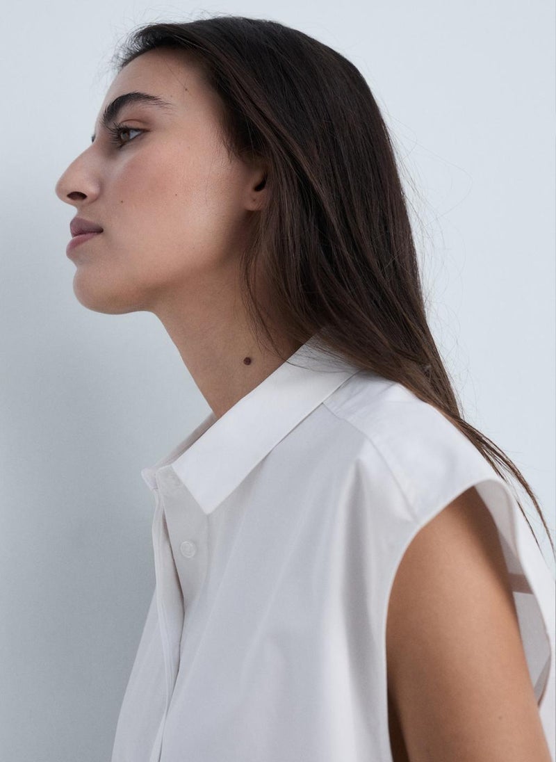 MANGO - Sleeveless Poplin Shirt - Image 1