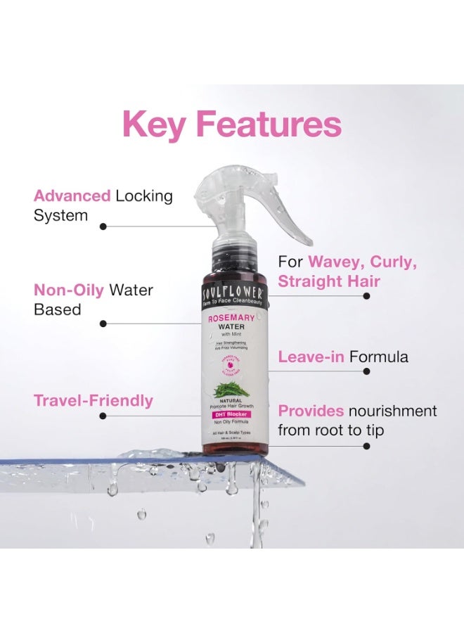 Soulflower Rosemary Water Spray for Hair Growth | Niacinamide & Mint | Hair Regrowth Spray | Instant Shine | Strengthens Hair Roots & Strand | Anti Hair Fall Cooling & Relaxing | All Hair Types 100ml - Image 3