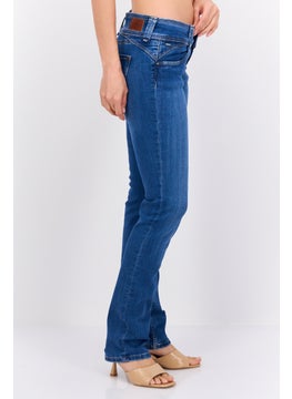 Pepe Jeans Women Straight Fit Washed Stretchable Jeans, Blue  - Image 2