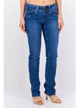 Pepe Jeans Women Straight Fit Washed Stretchable Jeans, Blue  - Image 1