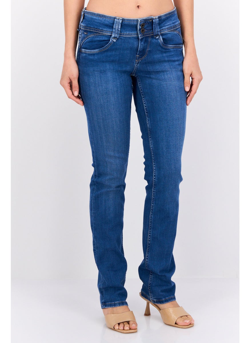 Pepe Jeans - Women Straight Fit Washed Stretchable Jeans, Blue - Image 1