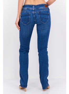 Pepe Jeans Women Straight Fit Washed Stretchable Jeans, Blue  - Image 3