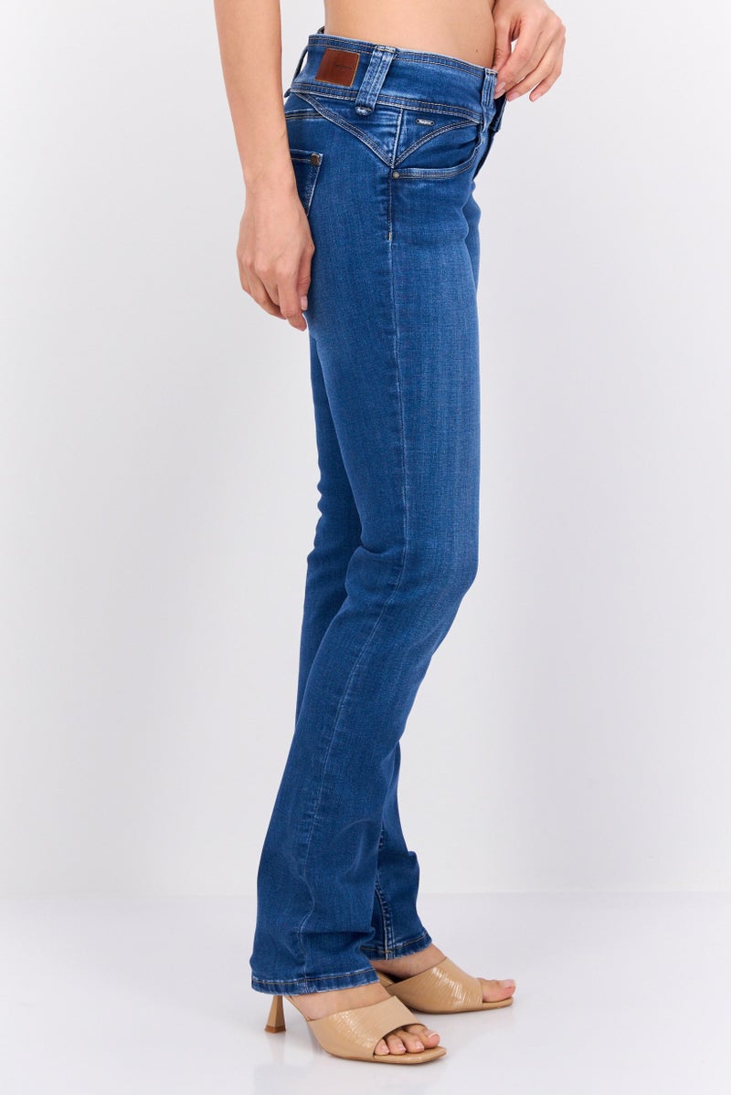Pepe Jeans Women Straight Fit Washed Stretchable Jeans, Blue - Image 2