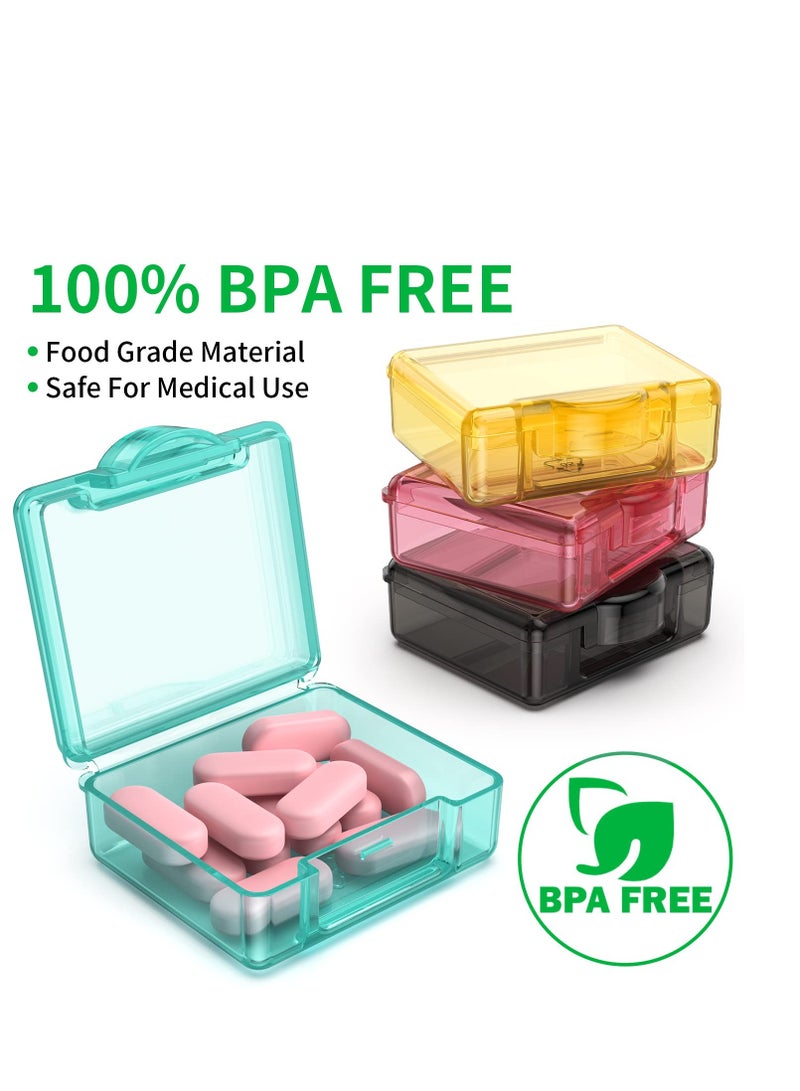 SYOSI Small Pill Box 8 pcs,Cute Travel Pill Organizer Case Mini Tiny Clear Plastic Storage Containers Portable for Pocket Purse - Image 3