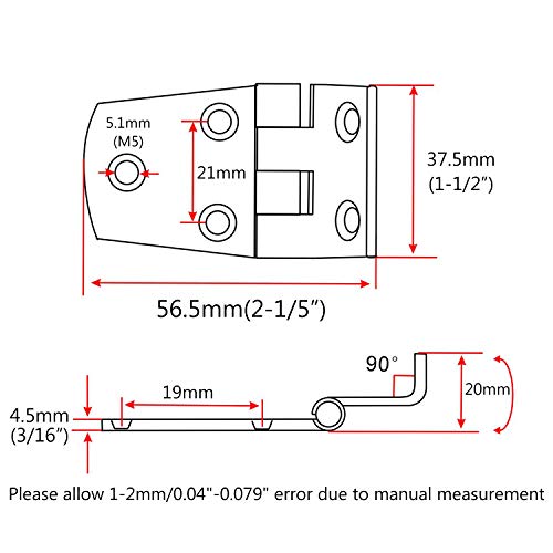 NRC&XRC Heavy Duty Marine Grade 316 Stainless Steel Offset Short Side 2-1/5" x 1-1/2" Casting Hinges (Pair) 3/16" Thinckness for Door, Cabinet of Boat, RVs - Image 2