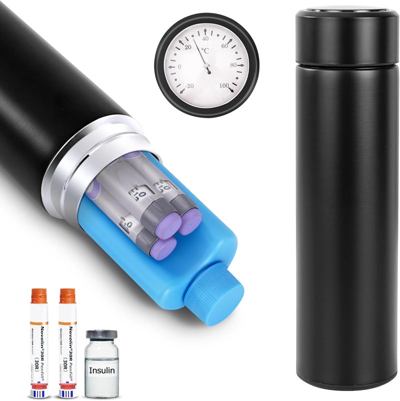 Bogush 60H Insulin Pens Cooler Travel Case Temp Display Medication Cooler for Travel TSA Approved Medicine Cooler Medical Diabetic Travel Cooler Bag Epipen Carry CaseBlack - Image 1