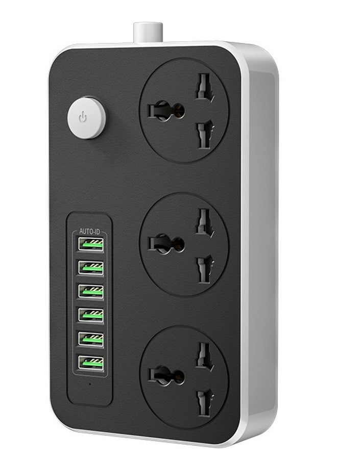 ULHYC - Power Strips Extension Cord 3 Outlets Power Socket with 6 USB Ports Universal Charging Socket with 2M Bold Extension Cord - Image 1