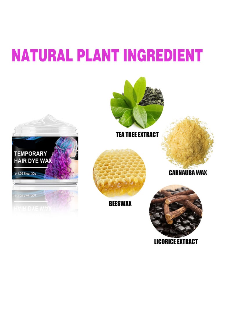 Excefore Temporary Hair Coloring Dye Wax, Natural Hair Color Wax Mud, Wash Out Instant Hair Color DIY Hairstyle Hair Dye Cream, Coloring Mud, Temporary Hair Color(Red,Purple,Grey,White)  - Image 2