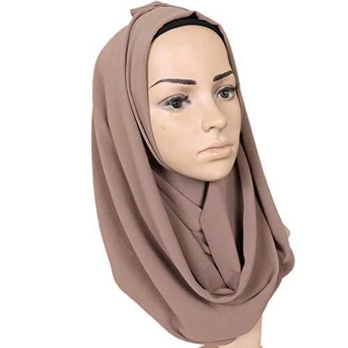 LMVERNA Popular Summer Hijab Scarf Luxurious Chiffon Hijab Long Scarf Wrap Scarves (Khaki) - Image 2