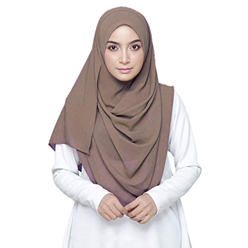 LMVERNA Popular Summer Hijab Scarf Luxurious Chiffon Hijab Long Scarf Wrap Scarves (Khaki) - Image 1