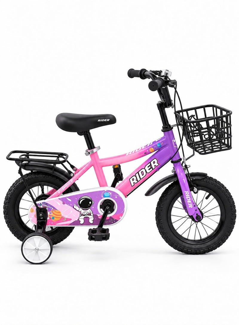 Aspire Books Rider 12-Inch Kids Bicycle with Training Wheels, Pink & Purple |AGE 2-4 - Image 4