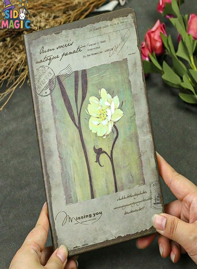 SID MAGIC Vintage Hardcover Notebook Journal (18cm x 13cm) Classic Retro Aesthetic Diary with Decorated Lined Pages Ribbon Bookmark Antique Style Writing Pad for Travelers, Students, and Scrapbooking (Gardenia Glow) - Image 3