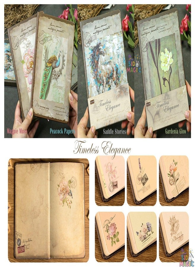 SID MAGIC Vintage Hardcover Notebook Journal (18cm x 13cm) Classic Retro Aesthetic Diary with Decorated Lined Pages Ribbon Bookmark Antique Style Writing Pad for Travelers, Students, and Scrapbooking (Gardenia Glow) - Image 5