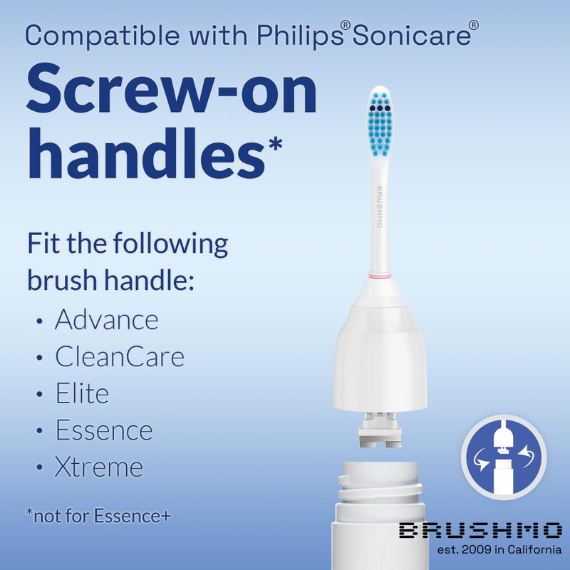 Brushmo e-Series Sensitive Replacement Toothbrush Heads, Compatible with Philips Sonicare Screw-on Electric Toothbrush Handles, 6 Standard Replacement Heads, Ultra Soft Dupont Bristles, BM756, White - Image 4