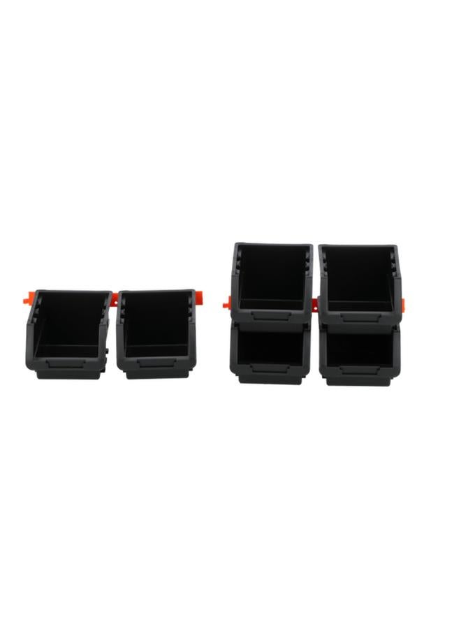 Tactix 6-Piece Wall Mountable Durable Plastic Storage Bin Set Black and Orange  - Image 1