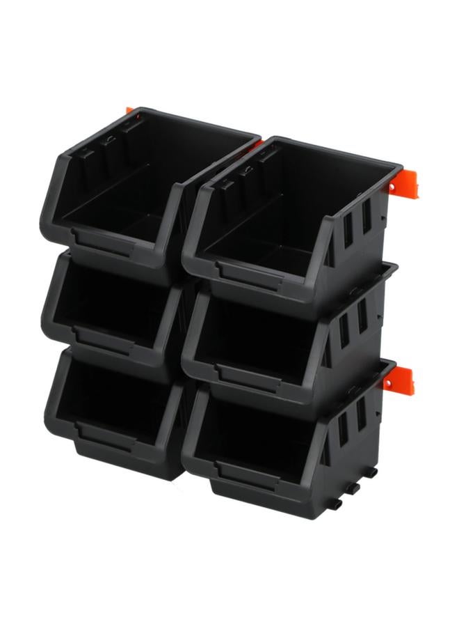 Tactix 6-Piece Wall Mountable Durable Plastic Storage Bin Set Black and Orange  - Image 2