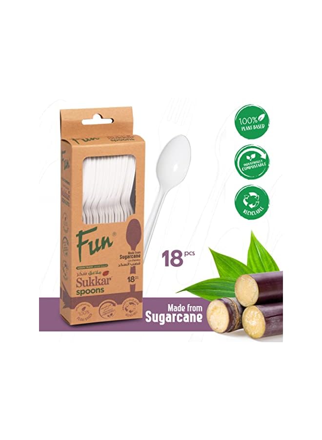 Raxoom Sukkar disposable Spoon - Ideal for Eating Salad, Dessert, Appetizer, Fruit Salad, Chinese Food & more| Handwash-Safe| Dinner Spoon, Table Spoon Ideal for Family, Hotels, (Pack of 18) - Image 2