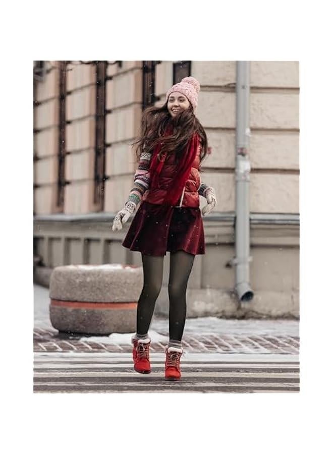 Fleece Lined Tights Sheer Women Fake Translucent Warm Winter Thermal Pantyhose Sheer Thick Tights Black X-Large/XX-Large - Image 5